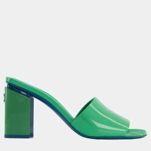 Chanel Mint Green Sandals with Blue CC Logo and Sole Detail Size EU 38