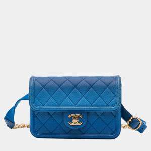 Chanel Blue Quilted Caviar Sunset On The Sea Flap Belt Bag