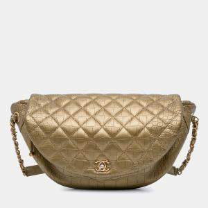 Quilted Croc Embossed Metallic Calfskin Easy Trip Belt Bag