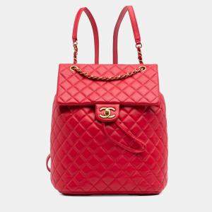 Chanel Red Lambskin Urban Spirit Medium Backpack