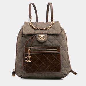 CC Quilted Denim and Calfskin Backpack