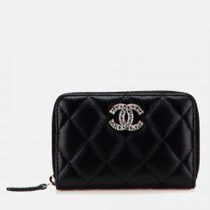 Chanel Black Quilted Lambskin CC Crystal Coin Pouch