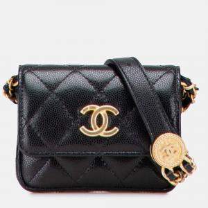 Chanel Quilted Caviar Twist Your Buttons Flap Chain Belt Bag