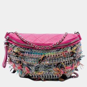 Pre Owned Chanel Tweed and Stitched Calfskin Gabrielle Waist Bag