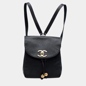 Pre Owned Chanel CC Caviar Turn Lock Backpack