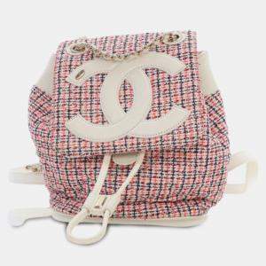 Pre Owned Chanel Tweed and Lambskin CC Mania Backpack