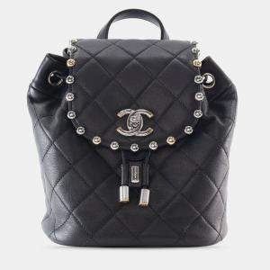 مملوكة مسبقًا Chanel Black Quilted Lambskin Metallic Bubble Backpack