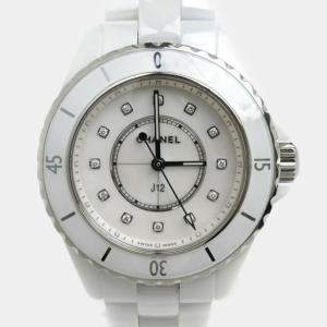 Chanel White Stainless Steel Ceramic J12 H5704 Quartz Women's Wristwatch 33 mm