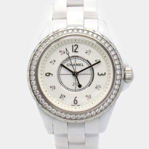 Chanel White Ceramic J12 H3110 Quartz Women's Wristwatch 33 mm