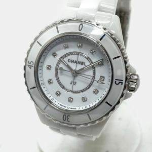 Chanel White Ceramic Diamond J12 Quartz Women's Wristwatch 33 mm