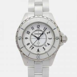 Chanel White Stainless Steel Ceramic J12 Quartz Women's Wristwatch 33 mm