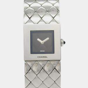 Chanel Black Stainless Steel Matelasse Quartz Women's Wristwatch 19 mm