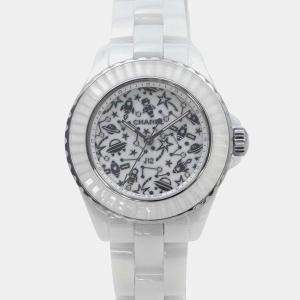 Chanel White Ceramic J12 H7990 Quartz Men's Wristwatch 33 mm