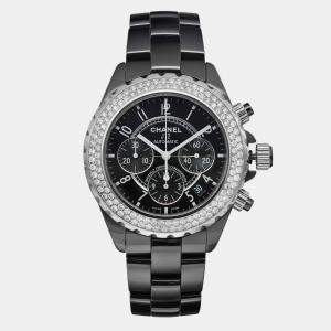 Chanel Black Diamond Ceramic J12 H1009 Automatic Men's Wristwatch 41 mm