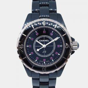 Chanel Black Stainless Steel Ceramic J12 H1634 Quartz Women's Wristwatch 33 mm