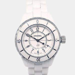 Chanel White Ceramic J12 H0968 Quartz Women's Wristwatch 33 mm