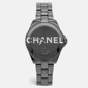 Chanel Black Ceramic Stainless Steel J12 Wanted De Chanel H7418 Women's Wristwatch 38 mm