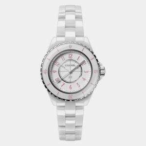 Chanel White Ceramic J12 H6755 Quartz Women's Wristwatch 33mm