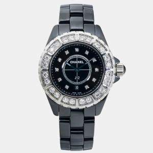 Chanel Black Ceramic J12 H2428 Quartz Women's Wristwatch 38mm