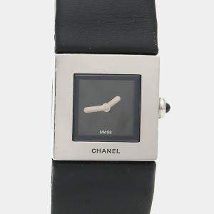 Pre Owned Chanel Matelasse Quartz Black Stainless Steel Women's Wristwatch 19 mm
