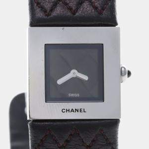 Pre Owned Chanel Matelasse Quartz Black Stainless Steel Women's Wristwatch 19 mm