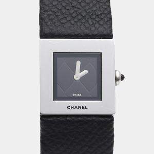Pre Owned Chanel Matelasse Quartz Black Stainless Steel Women's Wristwatch 19 mm