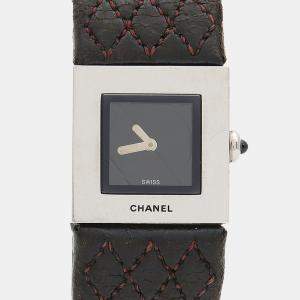 Pre Owned Chanel Matelasse Quartz Black Stainless Steel Women's Wristwatch 19 mm