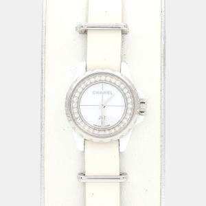 Pre Owned Chanel J12 Diamond H4664 Quartz Ceramic Stainless Steel Womens Wristwatch 20 mm