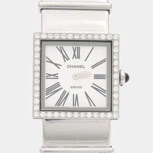 Pre Owned Chanel Mademoiselle Quartz Diamond Stainless Steel Women's Wristwatch 22.5 mm