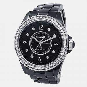 Pre Owned Chanel J12 H3109 Automatic Black Dial Ceramic Diamond Women's Wristwatch 38mm