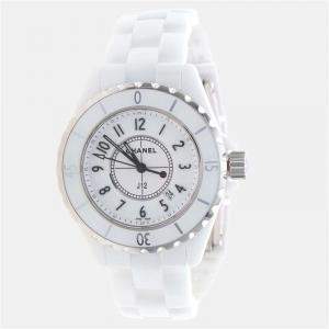 Pre Owned Chanel J12 H0968 Quartz White Ceramic Women's Wristwatch 33mm
