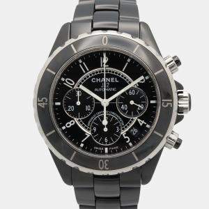 Pre Owned ساعة يد نسائية شانيل J12 أوتوماتيكية سيراميك أسود ستانلس ستيل 41 مم