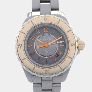 مملوكة مسبقًا Chanel  J12 H4197 Quartz Grey 18k Rose Gold Ceramic Women's Wristwatch 34 mm