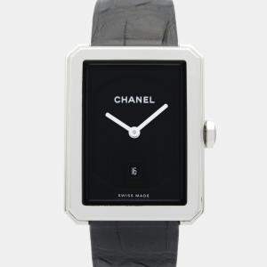 Pre Owned Chanel Boy-Friend H6585 Quartz Black Stainless Steel Women's Wristwatch 27 mm