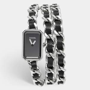 مملوكة مسبقًا ساعة يد نسائية شانيل Premiere H3749 ميناء أسود ستانلس ستيل جلد 16 مم