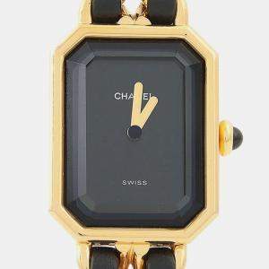 Pre Owned Chanel Premiere H0001 Black Yellow Gold Plated, Stainless Steel Quartz Women's Watches 20x26mm