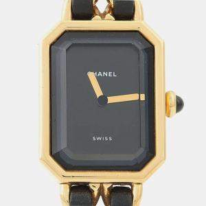 مملوكة مسبقًا Chanel Premiere H001 Black Yellow Gold Plated, Stainless Steel Quartz Women's Watches 20x26mm