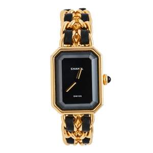 Chanel Black Gold Plated Stainless Steel Premiere H0001 Women's Wristwatch 20 mm