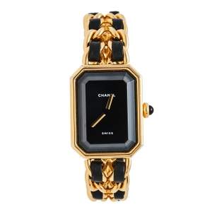Chanel Black Gold Plated Stainless Steel Premiere H0001 Women's Wristwatch 20 mm