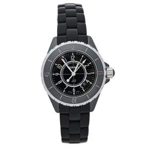 Chanel Black Ceramic & Rubber J12 H0681 Unisex Wristwatch 33 mm