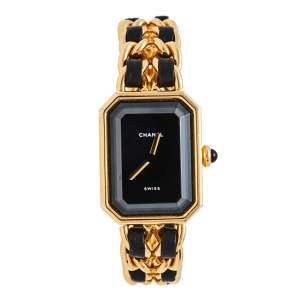 Chanel Black Gold Plated Stainless Steel Premiere H0001 Women's Wristwatch 20 mm