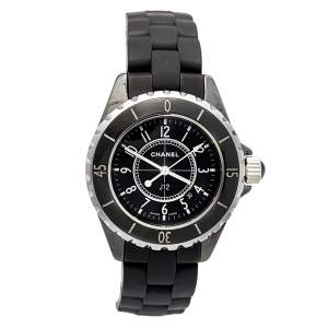 Chanel Black Ceramic Rubber J12 H0681 Women's Wristwatch 33 mm