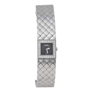 Chanel Black Stainless Steel Diamond Matelassé H0009 Women's Wristwatch 19 mm