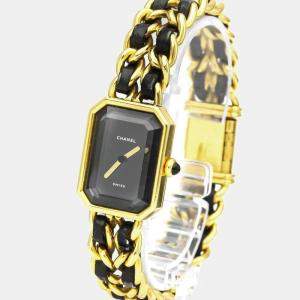 Chanel Black Gold Plated Stainless Steel Premiere Quartz H0001 Women's Wristwatch 20 MM