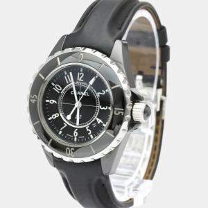 Chanel Black Ceramic And Stainless Steel J12 H0680 Quartz Women's Wristwatch 33 mm