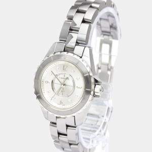 Chanel Silver Diamonds Ceramic J12 Quartz H3401 Women's Wristwatch 29 mm