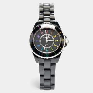 Chanel Black Ceramic J12 Electro Limited Edition H7121 Women's Wristwatch 33 mm 