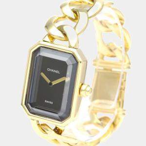 Chanel Black 18k Yellow Gold Premiere H0003 Quartz Women's Wristwatch 20 mm