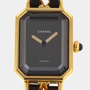 Chanel Black Yellow Gold Plated And Stainless Steel Premiere H0001 Quartz Women's Wristwatch 20 mm