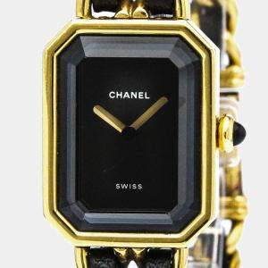 Chanel Black Yellow Gold Plated Stainless Steel Premiere H0001 Women's Wristwatch 20 mm